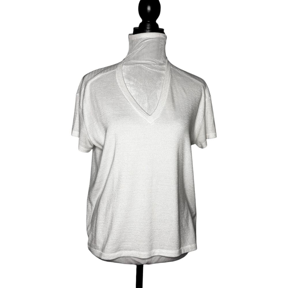 Rag & Bone Short Sleeve Relaxed Fit V-Neck Sweater Top White Size Small